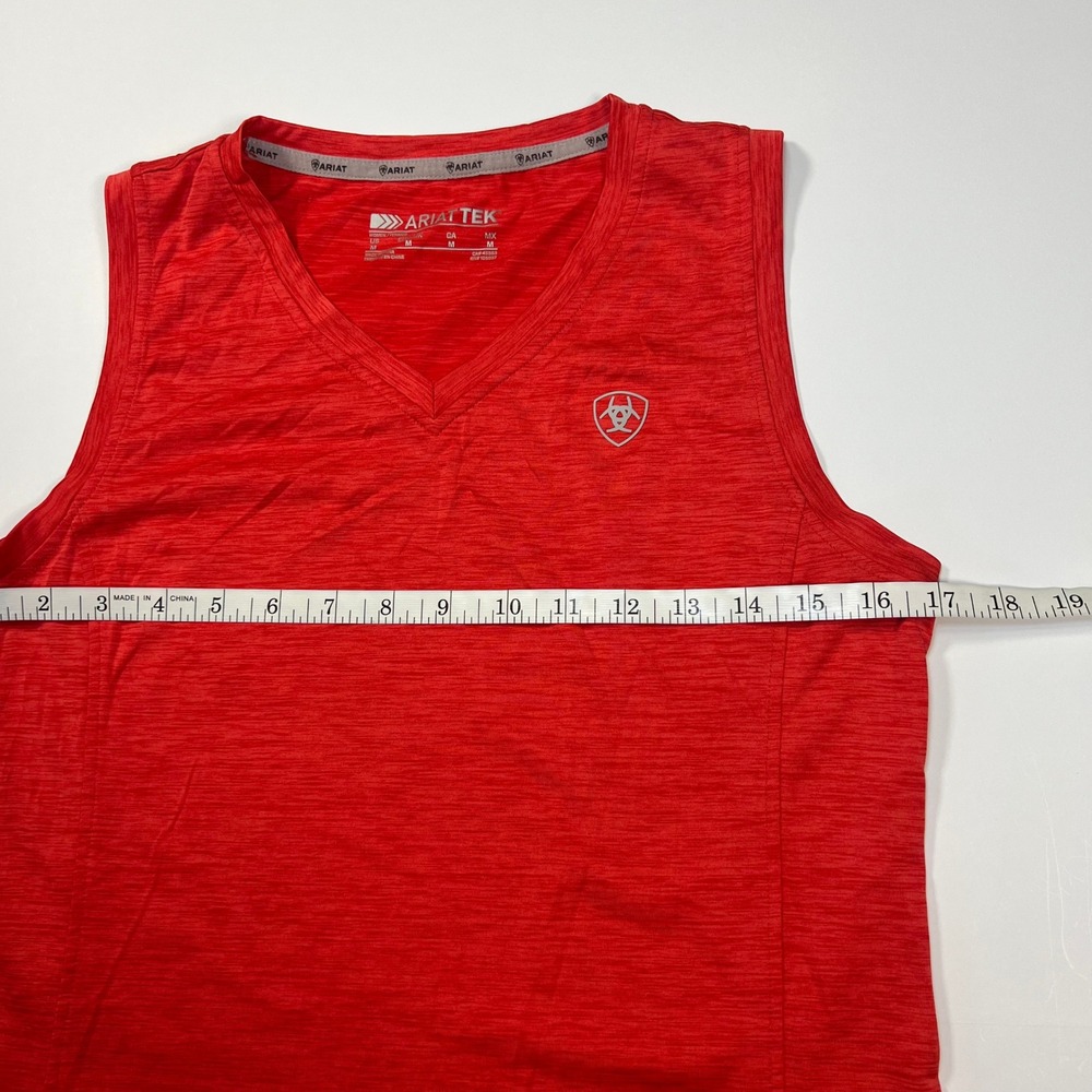 Ariat Tank Top Medium Red AriatTEK V-Neck Performance Activewear Sleeveless - Picture 5 of 9